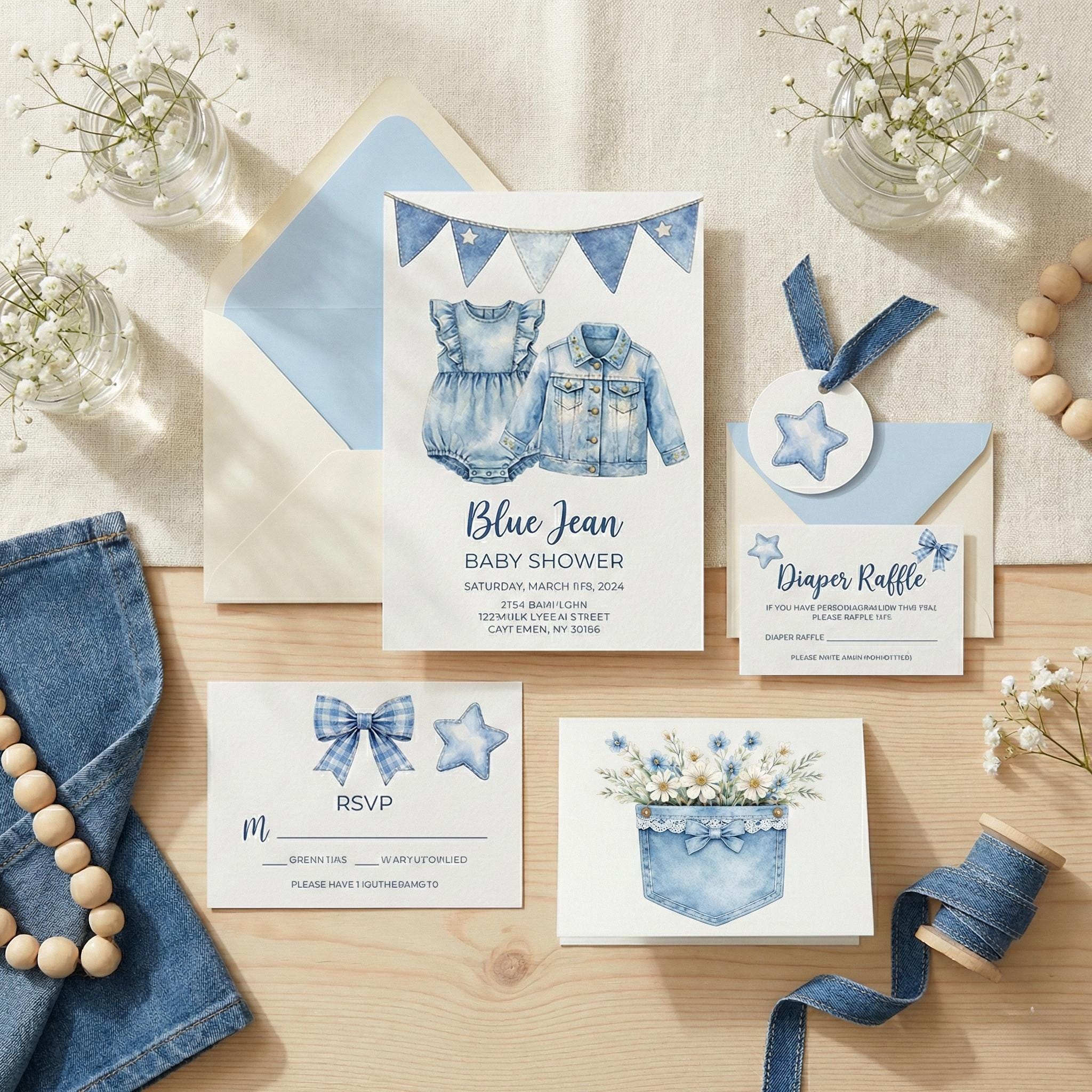 76 Blue Jean Baby Clipart Bundle | Watercolor Denim Baby Clothes ...