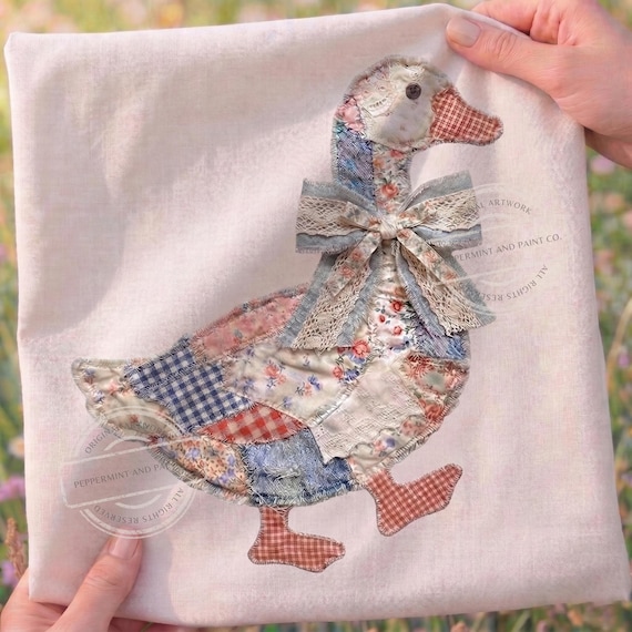 Patchwork Grandmacore Goose PNG, Trendy Easter PNG, Floral Retro Coquette Duck Png,  Easter Spring Patchwork png (Digital Download)