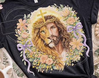 Christian Lion of Judah Cross PNG, Brushstroke Cross png, Jesus Sublimation PNG, Easter PNG, Faith-Based Religious Clipart