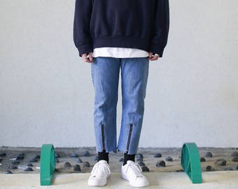 Blue Denim Patchwork Jeans