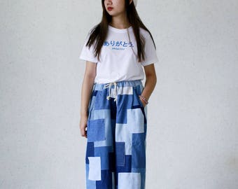 Denim Square Patchwork Culottes