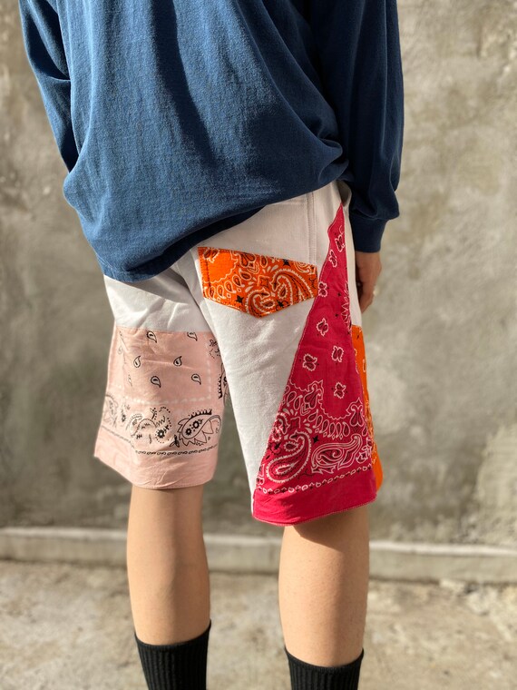 Mixed Bandana White Sweat Shorts - Etsy