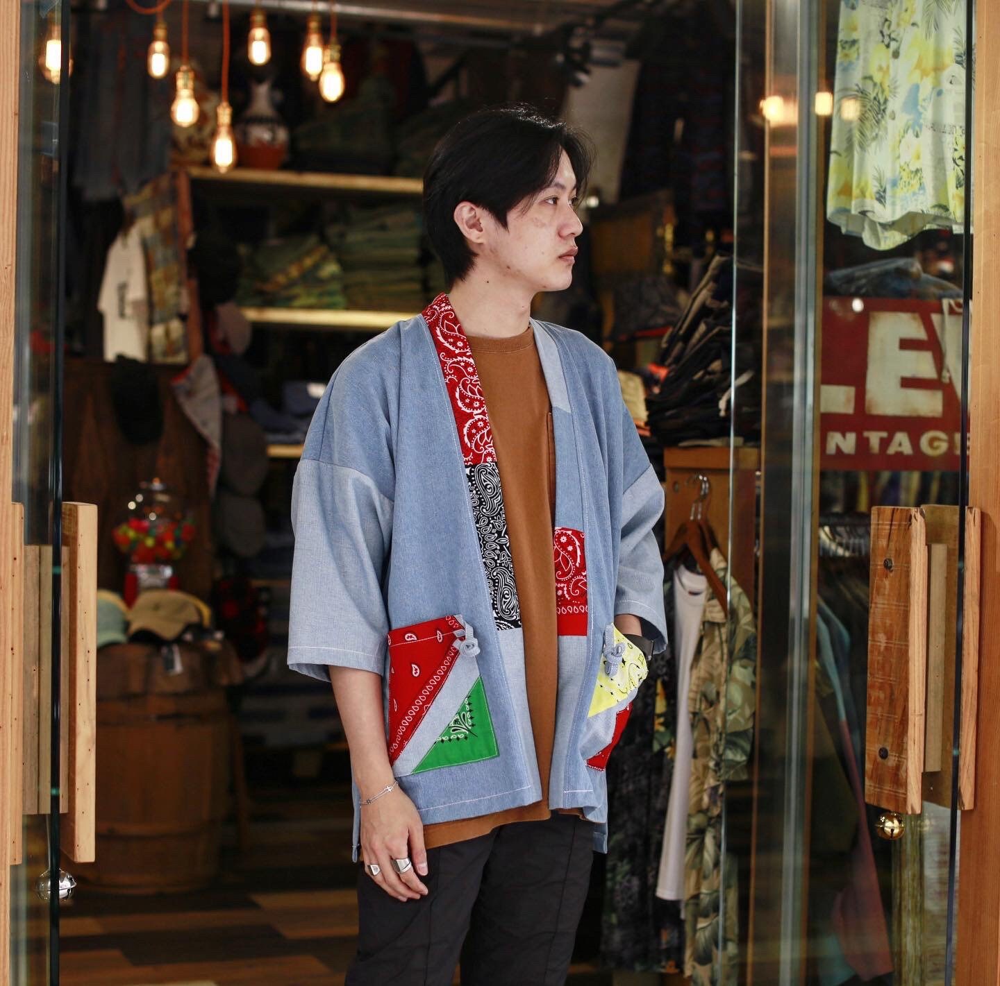 Vintage Bandana Denim Patchwork Kimono 