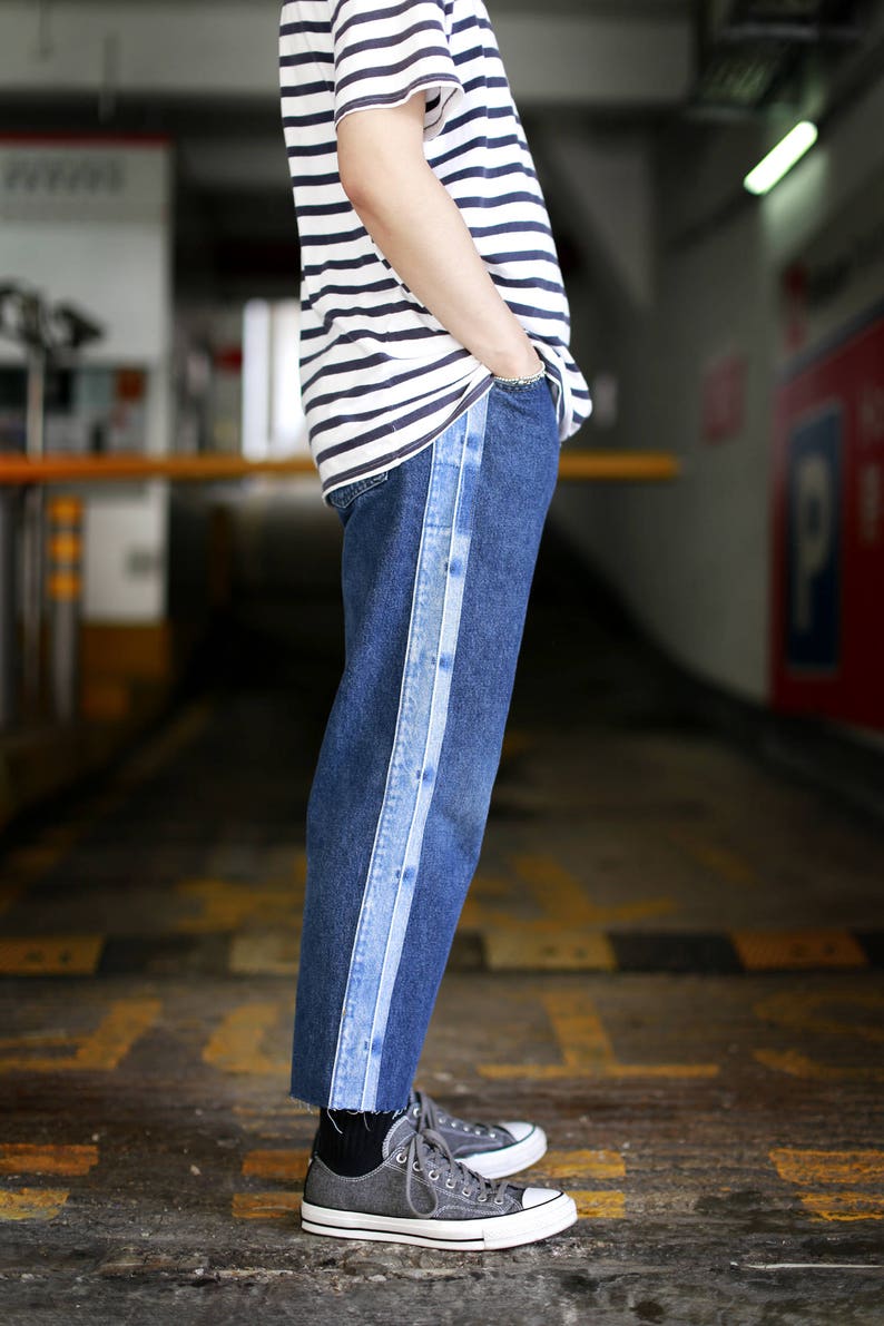 Remade Denim Stripe Jeans image 1