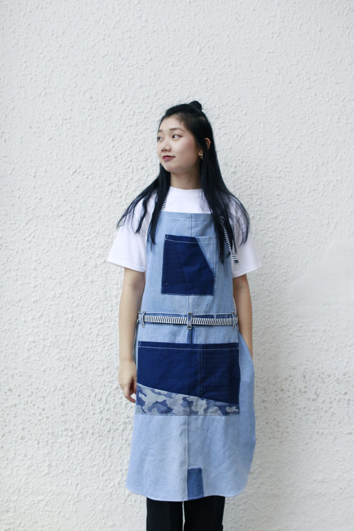 Vintage Denim Patchwork Apron Etsy