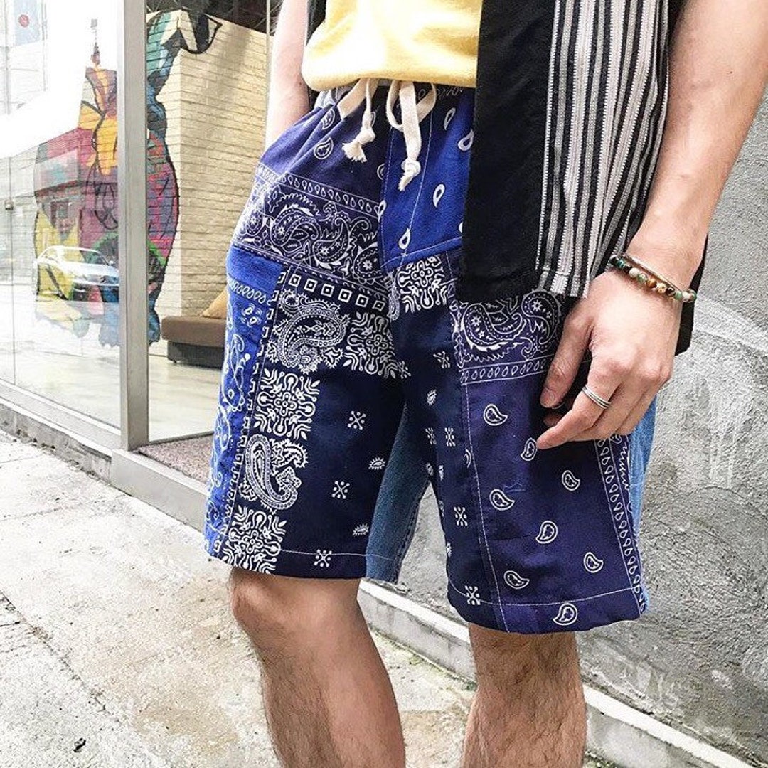 Vintage Bandana Patchwork Denim Shorts - Etsy