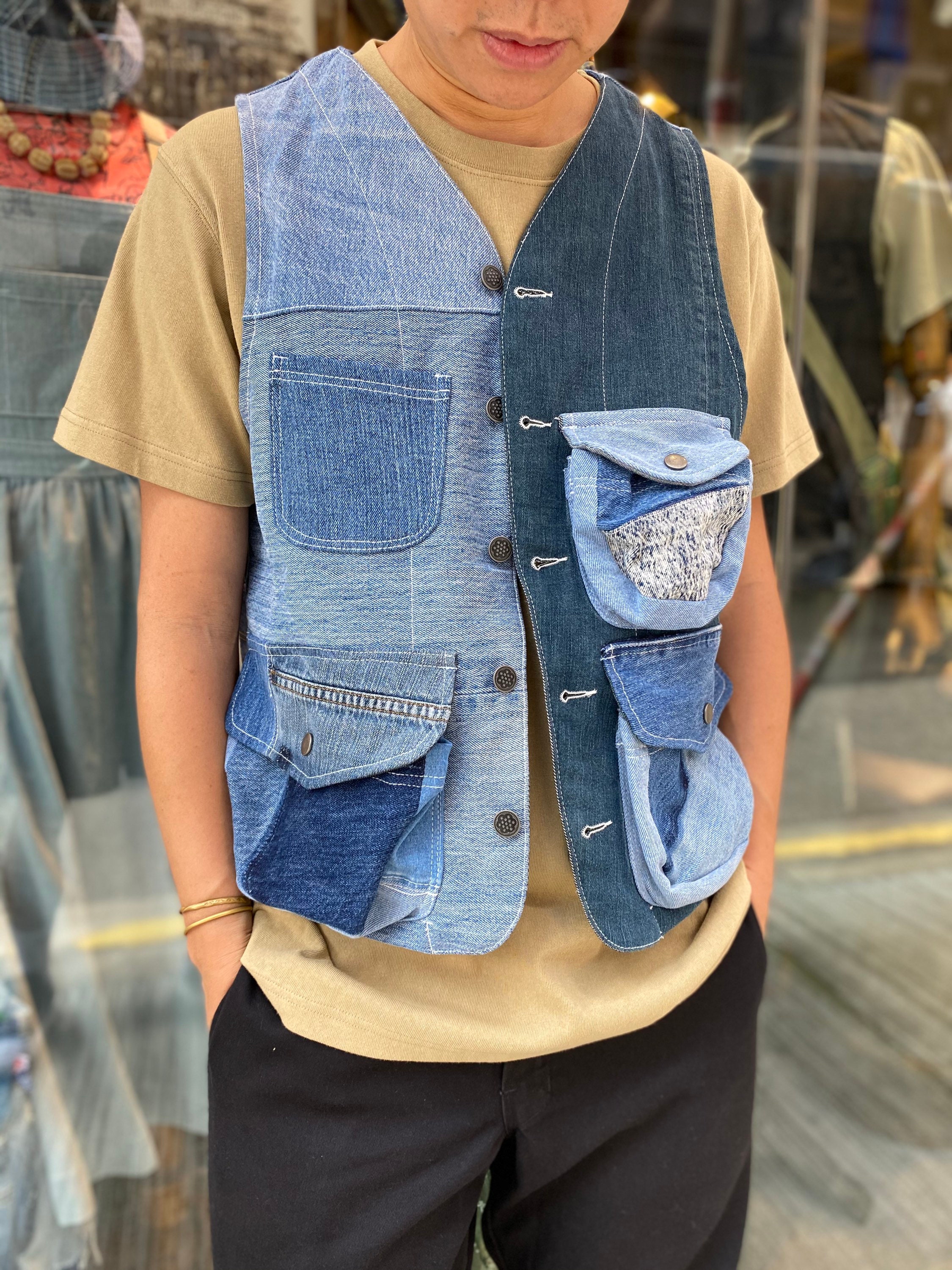 Vintage Remade Denim Worker Vest | Etsy