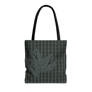 Kalo and Palaka Hawaiian Print Tote Back - Teal