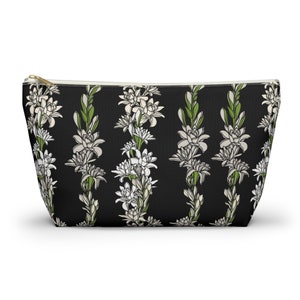 Tuberose Hawaiian Print Accessory Pouch T-bottom - Hawaiian Print Tuberose Flower - Kupaloke, Pencil Pouch, Makeup Bag, Tech Bag