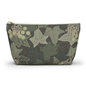 Kukui Nut Hawaiian Print Accessory Pouch w T-bottom - Hawaiian Illustration of the Kukui Nut Candle Nut Plant