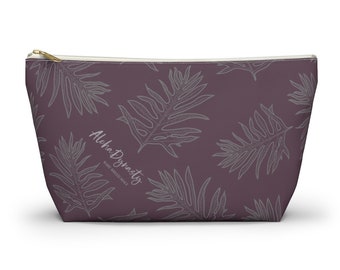 Laua&#39;e Fern Hawaiian Print Accessory Pouch w T-bottom, Makeup Pouch, Bag, Pencil Pen Pouch, Hawaiian Fern Print