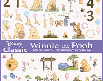 Vintage Winnie the Pooh Clipart: High-Res PNG Images (Digital Download)