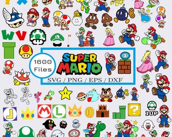 Pacote Super Mario SVG, Peach, Bowser, Yoshi, PNG, DTF