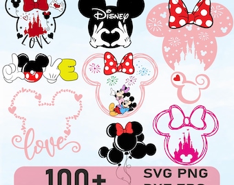 Paquete SVG inspirado en Mickey y Minnie / Camiseta SVG de Disneyland / Archivo SVG de Cricut de Disneyland / Contorno de Mickey y Minnie Mouse / Grabado láser