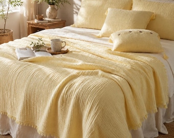 Muslin Blanket: 4 Layered Gauze Cotton Throw, Lightweight Sofa Bedspread Blanket