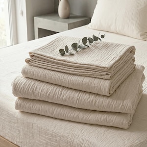 Breathable Muslin Flat Bed Sheet, Cotton Gauze Bedding