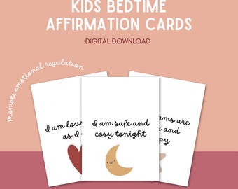 12 Bedtime Affirmation Cards for Kids Toddlers Preschool Calm Cards Printable Positive Affirmations Digital Download Bedtime Night Routine