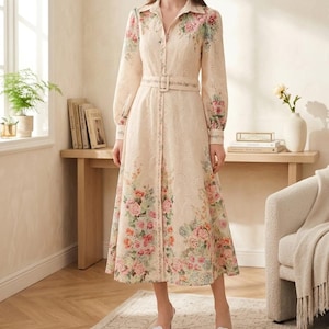 long floral button up dress Endlessly Charmed Black Multi Floral Print Cotton Button Front Maxi Dress
