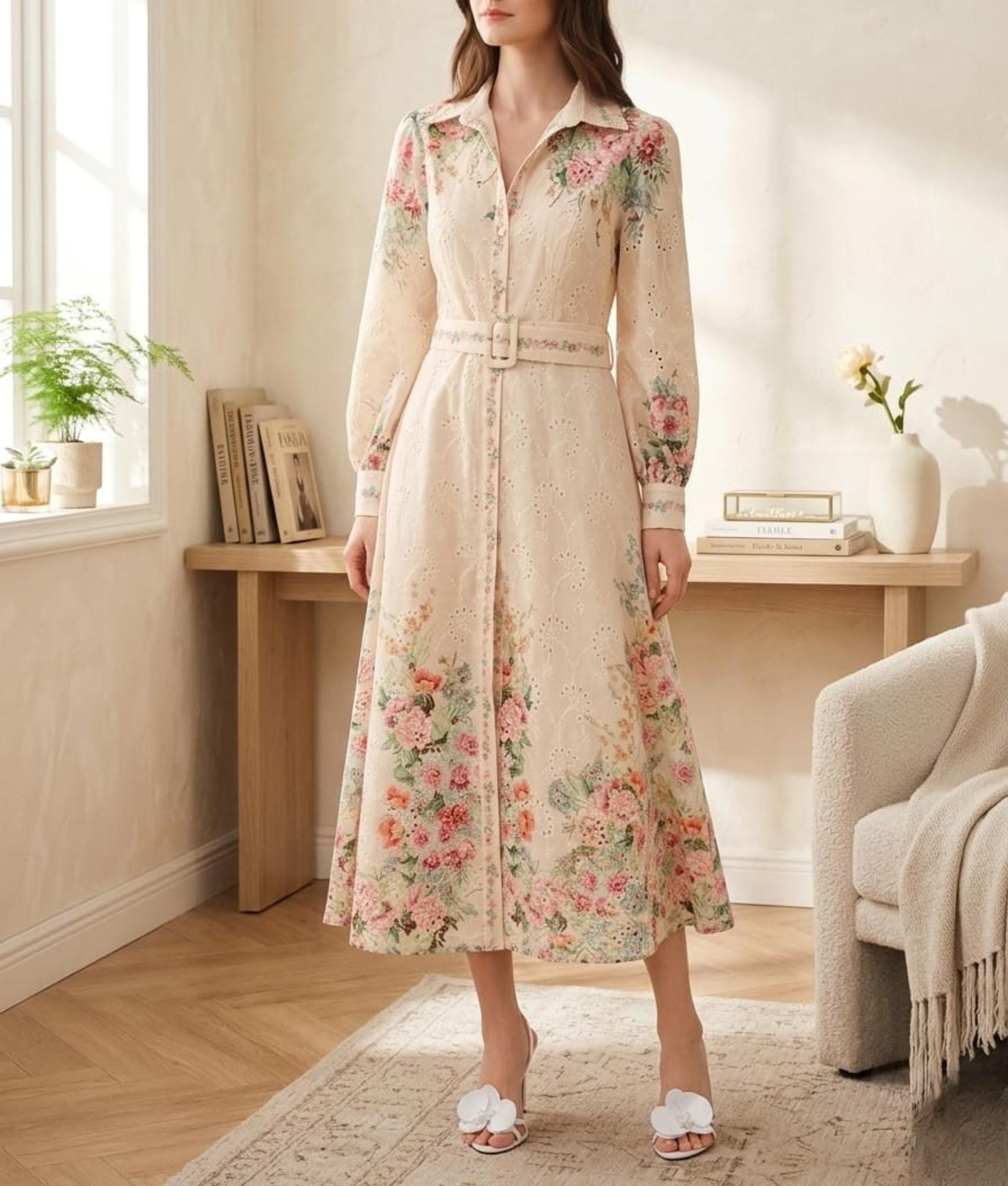 button up floral maxi dress James Button Through Maxi Dress