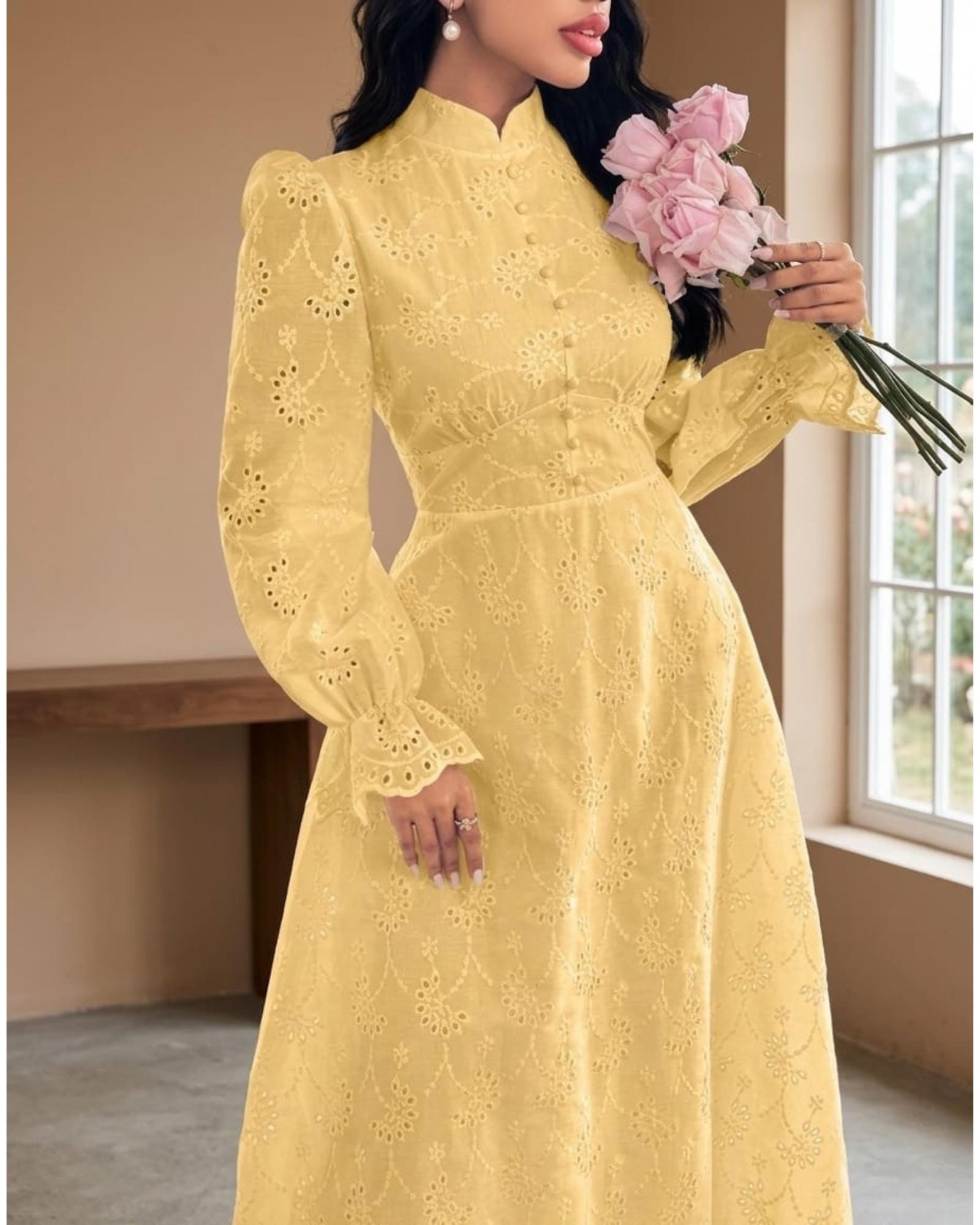 knee length dresses for ladies Trini Cotton Eyelet Maxi Dress main image 0