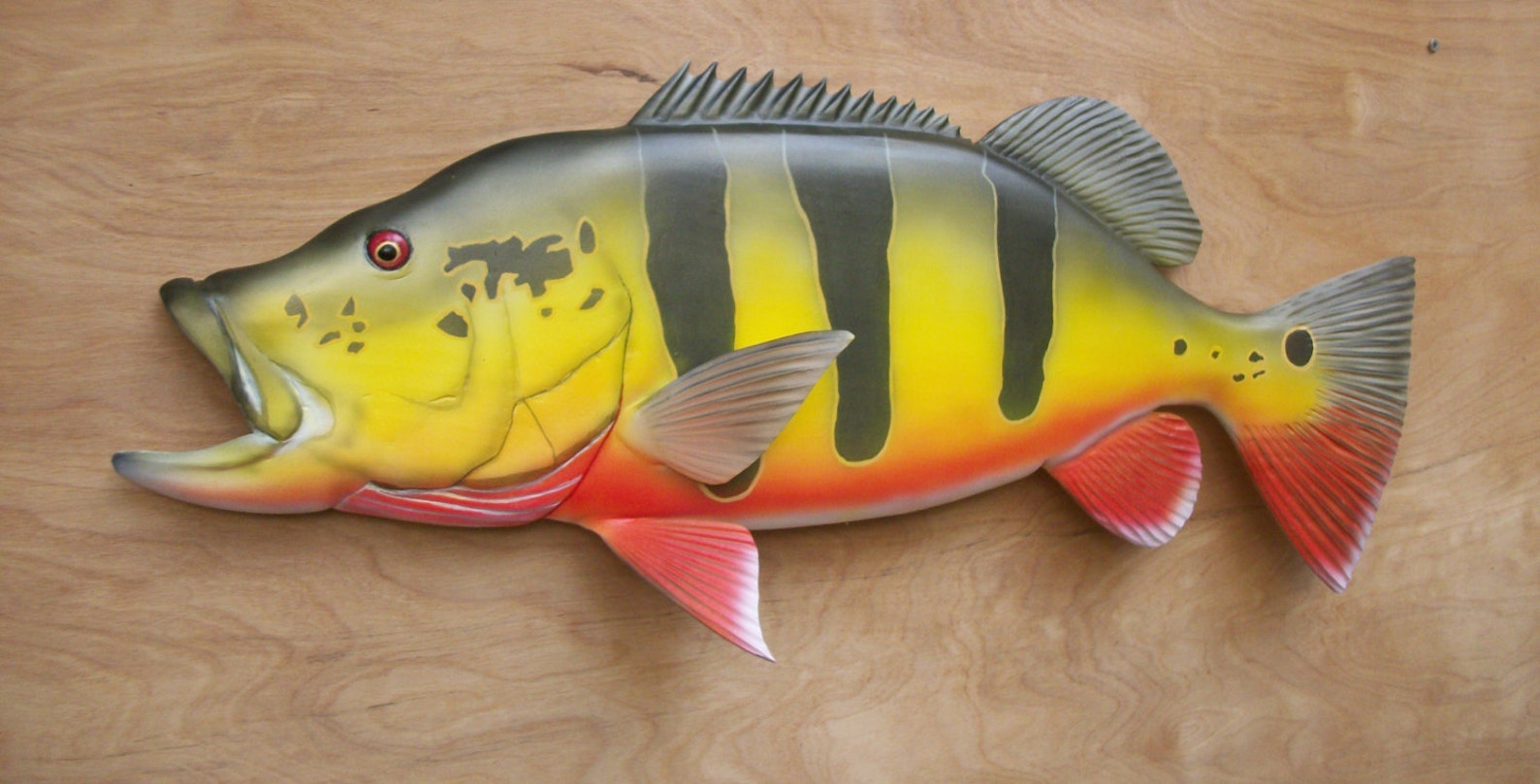Peacock Bass art sculpture 29'' fish wood carving Etsy