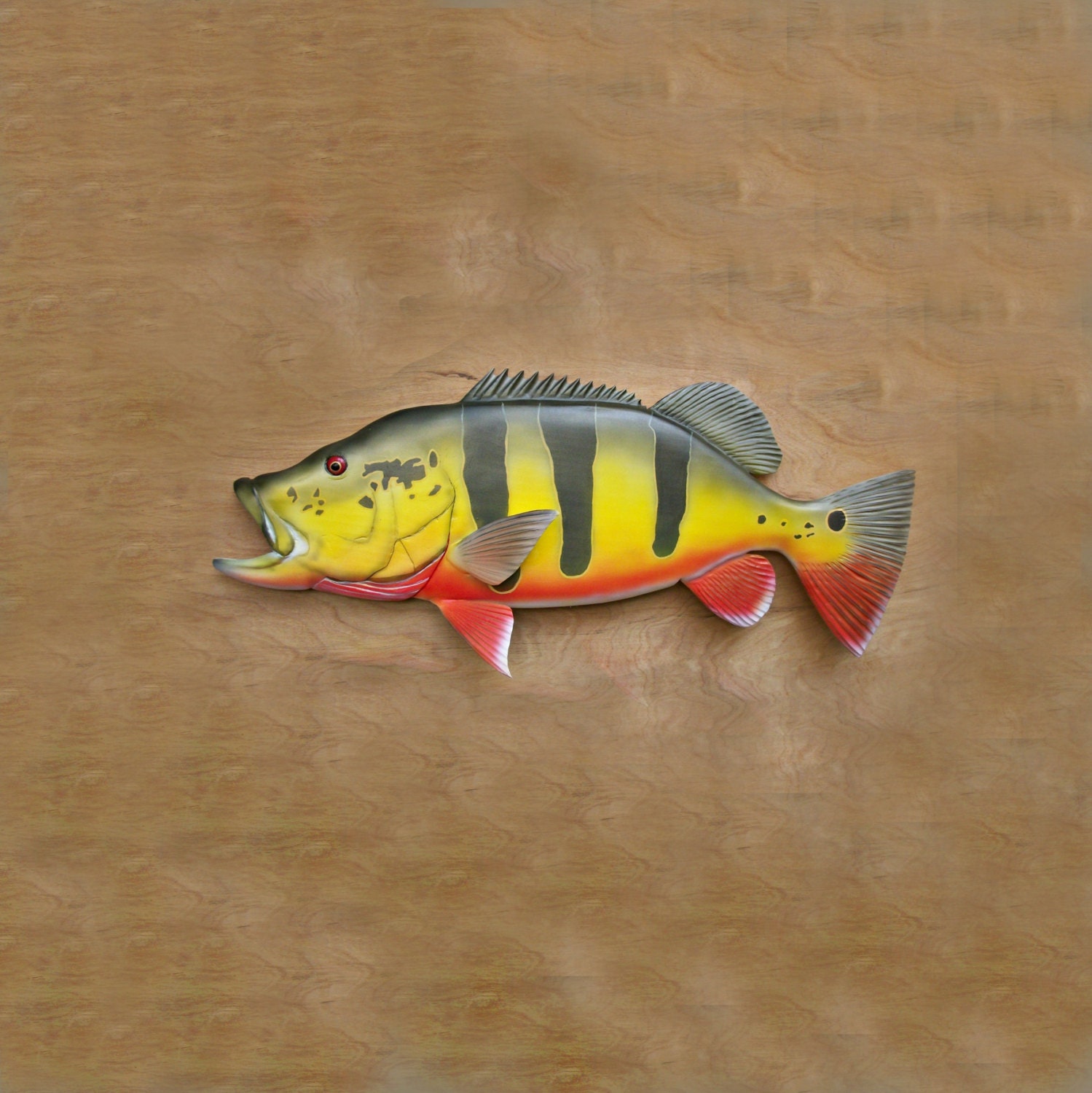 Peacock Bass art sculpture 29'' fish wood carving Etsy