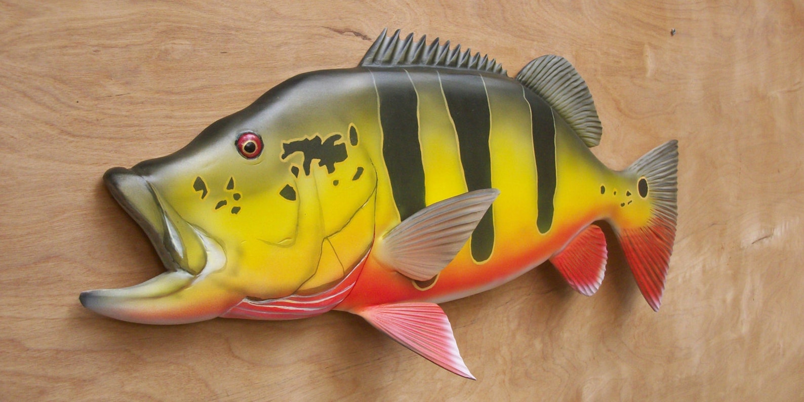 Peacock Bass art sculpture 29'' fish wood carving Etsy