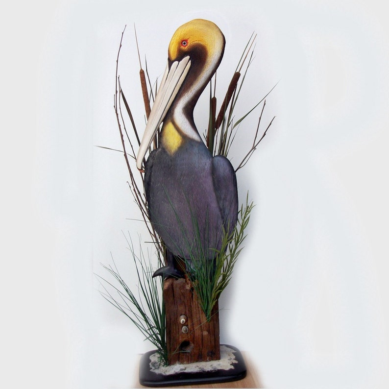 PELICAN art sculpture 36'' wood carving Pelican Etsy