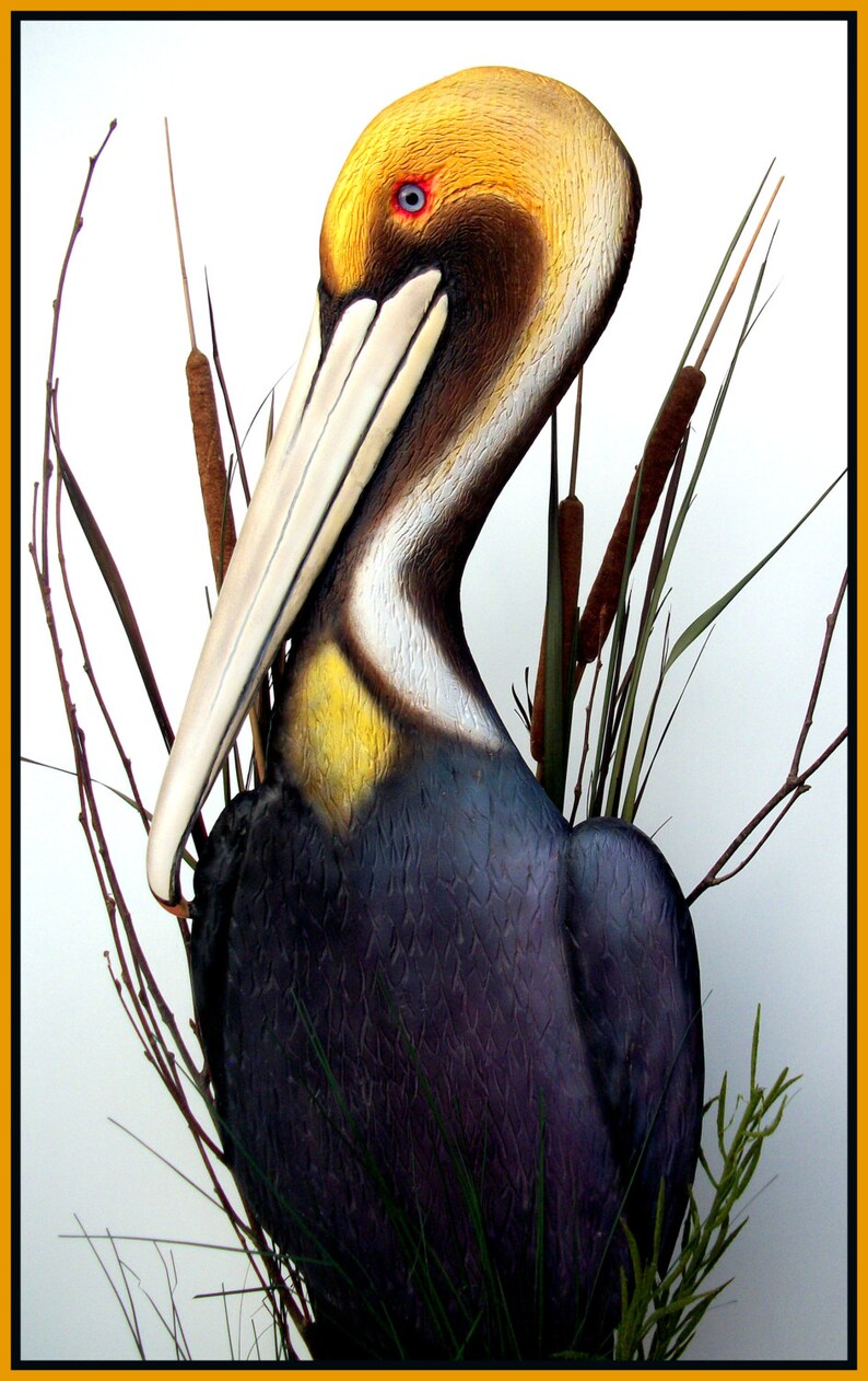 PELICAN art sculpture 36'' wood carving Pelican Etsy