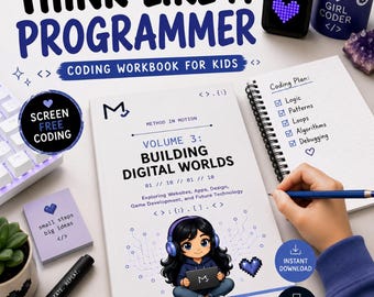Vol.3 Think Like a Programmer Workbook | Kids Coding, Game Design, Apps (Printable PDF)