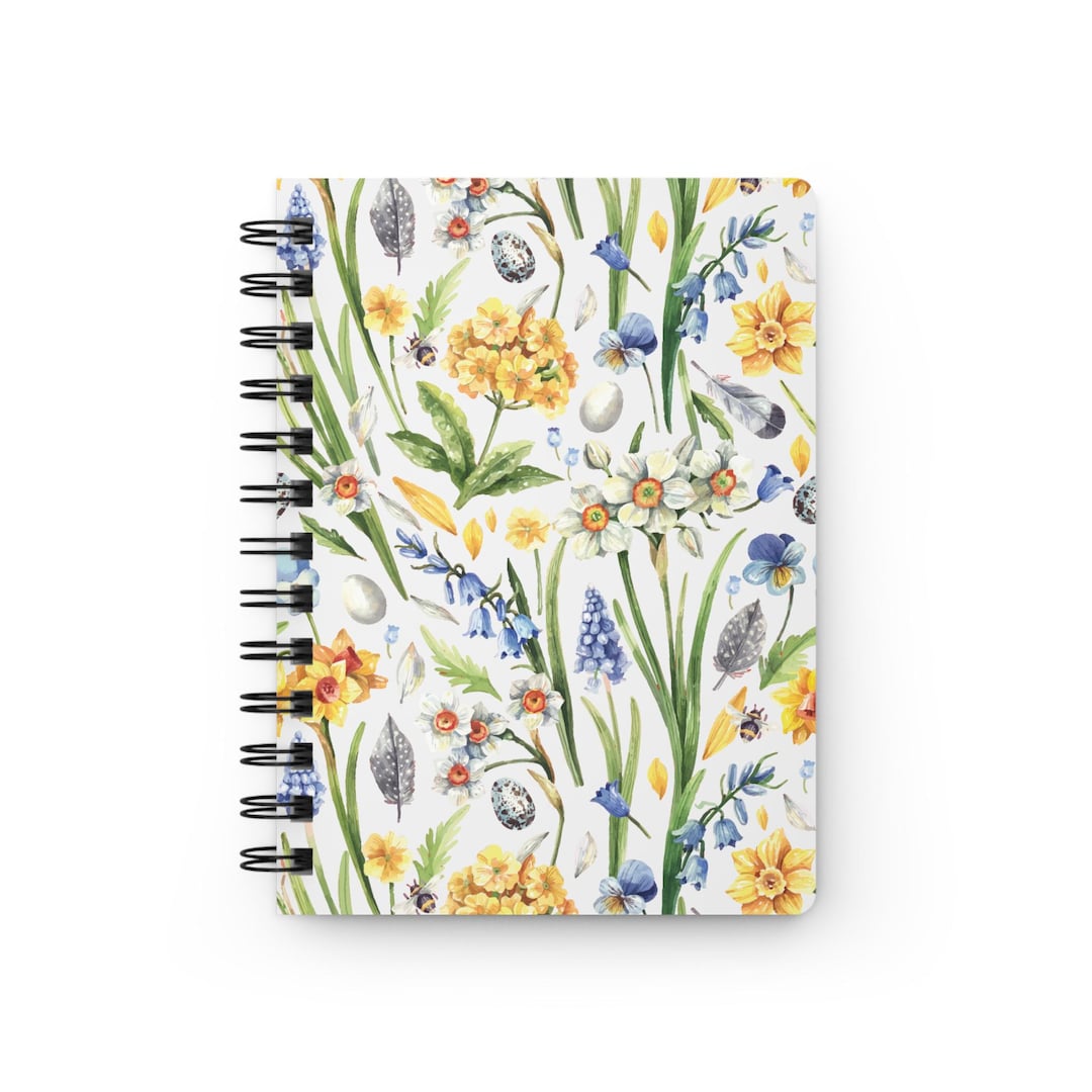 Spring Wildflower Pattern Spiral Bound Journal | Floral Botanical ...