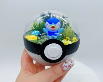 LIGHT UP Piplup Pokeball Terrarium