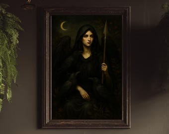 The Morrigan Art, Celtic Goddess of War and Prophecy Wall Decor, ShapeShifter and Sovereign Queen Print, Dark Witchcraft Art Print