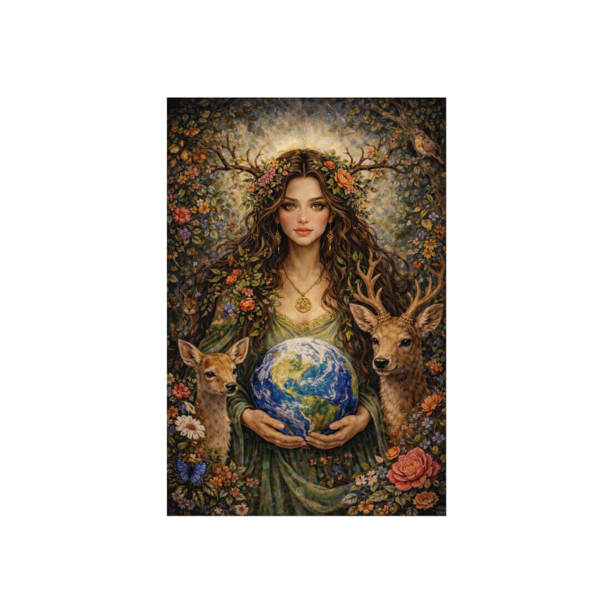 Gaia Earth Goddess Art Print, Mother Nature Witch Art, Sacred Feminine ...