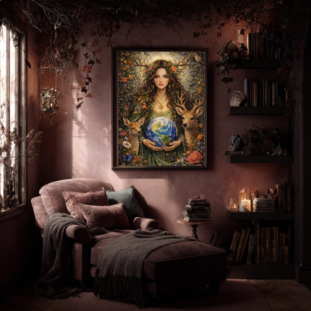Gaia Earth Goddess Art Print, Mother Nature Witch Art, Sacred Feminine ...