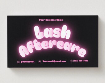 Plantilla de tarjeta de cuidados posteriores para pestañas rosas / Guía para clientes de Lash Tech (Descarga digital)
