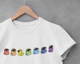 Rainbow Rubber Duck Row T-Shirt | Pride Colors, Subtle Humor Tee, LGBTQ+, Jeep