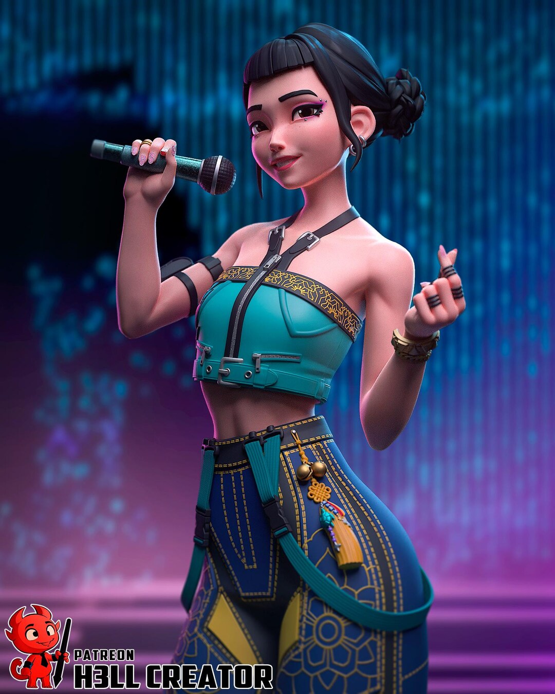 Hand Painted Rapper Character Zoey, Stylish Rapper, Model by H3llcreator Sculpts, 3D Printed Resin ...