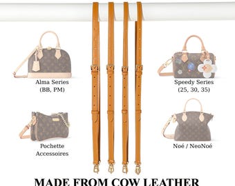 Apricot Vachetta Leather Replacement Strap for LV, Adjustable Crossbody
