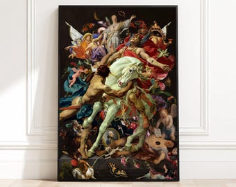 Dramatic Mythological Scene Canvas, Gustave Moreau Art Print, Classical Fantasy Wall Art, Renaissance Style Canvas, Angelic and Heroic