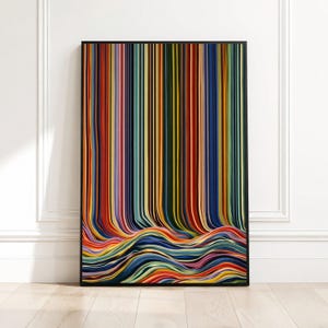 Levendige kleurrijke strepen canvas muurkunst, abstracte verticale lijnen schilderij, modern decoratief canvas, vet veelkleurig huisdecor, klaar om