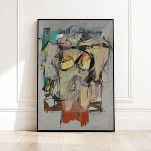 Abstrakte expressionistische Frauen Porträt Leinwand, Wandkunst im Willem De Kooning Stil, moderne Kunst Leinwand, zeitgenössische Innendekoration