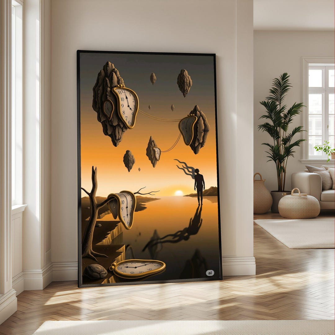 Surreal Melting Clocks Canvas, Salvador Dali Wall Art, Abstract Time ...