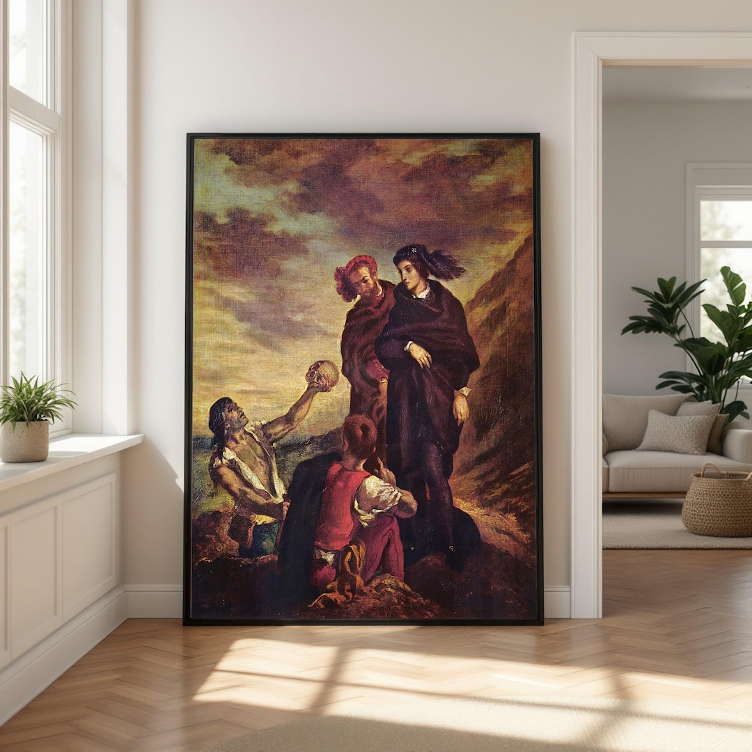Classic Hamlet and Yorick Skull Canvas Wall Art, Dramatic Shakespeare ...