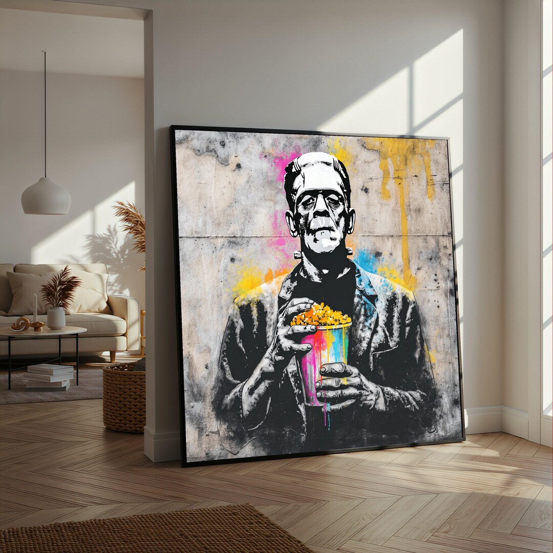 Colorful Popcorn Frankenstein Canvas Wall Art, Urban Street Art Style ...
