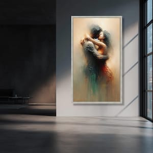 Abstract Lovers Embrace Canvas Wall Art, Romantic Couple Painting, Modern Art, Intimate Home Decor, Emotional Love Canvas image 6
