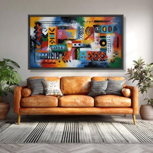 Vibrant African Tribal Canvas, Abstract Ethnic Wall Art, Colorful Tribal Patterns, Modern Canvas Decor, Ready to Hang Artwork image 6
