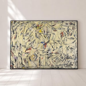 Abstrakt utgrävningskonst på canvas, Willem De Kooning mitten av århundradet modern väggkonst, expressionistisk canvasdekor, dynamisk heminredning