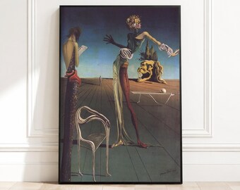 シュールなダンスシーンのキャンバスウォールアート、サルバドール・ダリの抽象的具象画、モダンシュルレアリスムのホームデコレーション、ユニークなキャンバスプリント