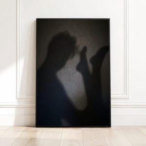 Abstract Shadow Silhouette Canvas, Moody Wall Art, Dark Minimalist Decor, Contemporary Art Print, Bedroom Atmosphere Canvas